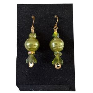 Handmade Green Beaded Earrings